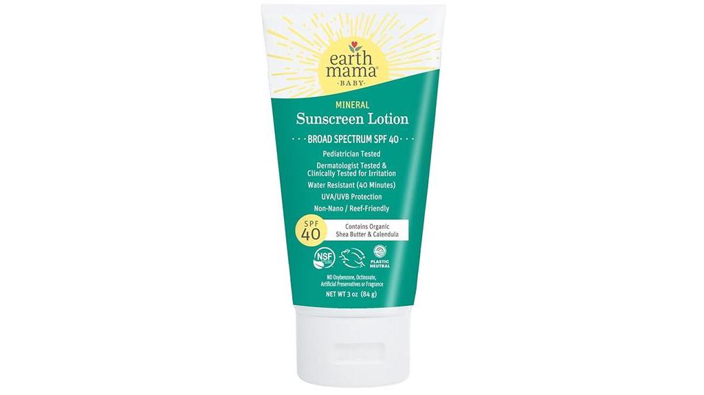 Is It Safe to Use Sunscreen During Pregnancy: Earth Mama Baby Mineral Sunscreen Lotion SPF 40